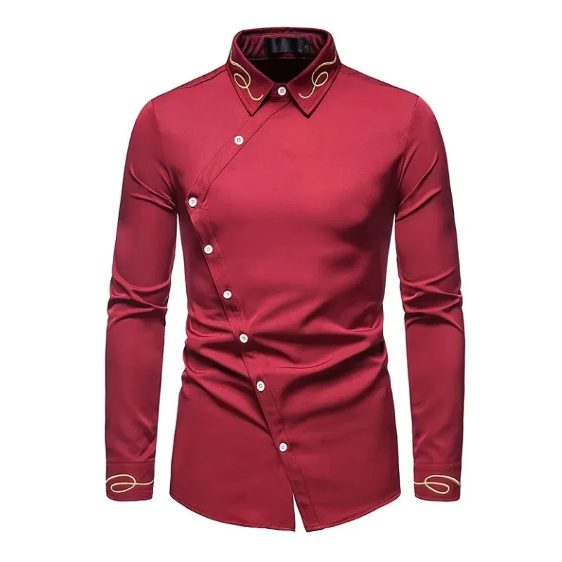 Men’s steampunk Asymmetric steampunk shirt — buttons
